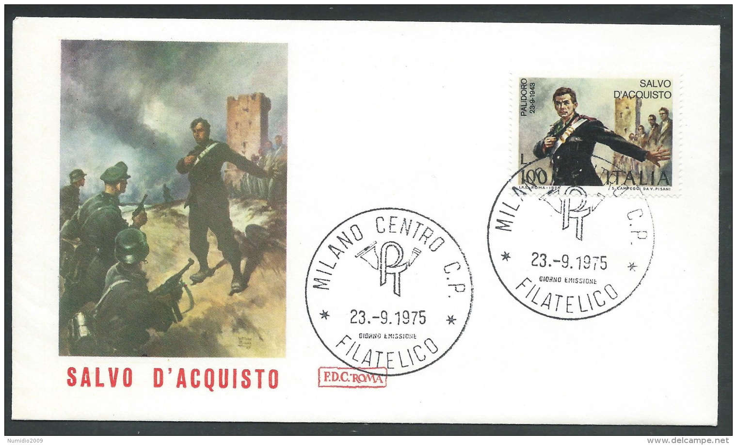 1975 ITALIA FDC ROMA SALVO D'ACQUISTO NO TIMBRO ARRIVO - KI20 - FDC