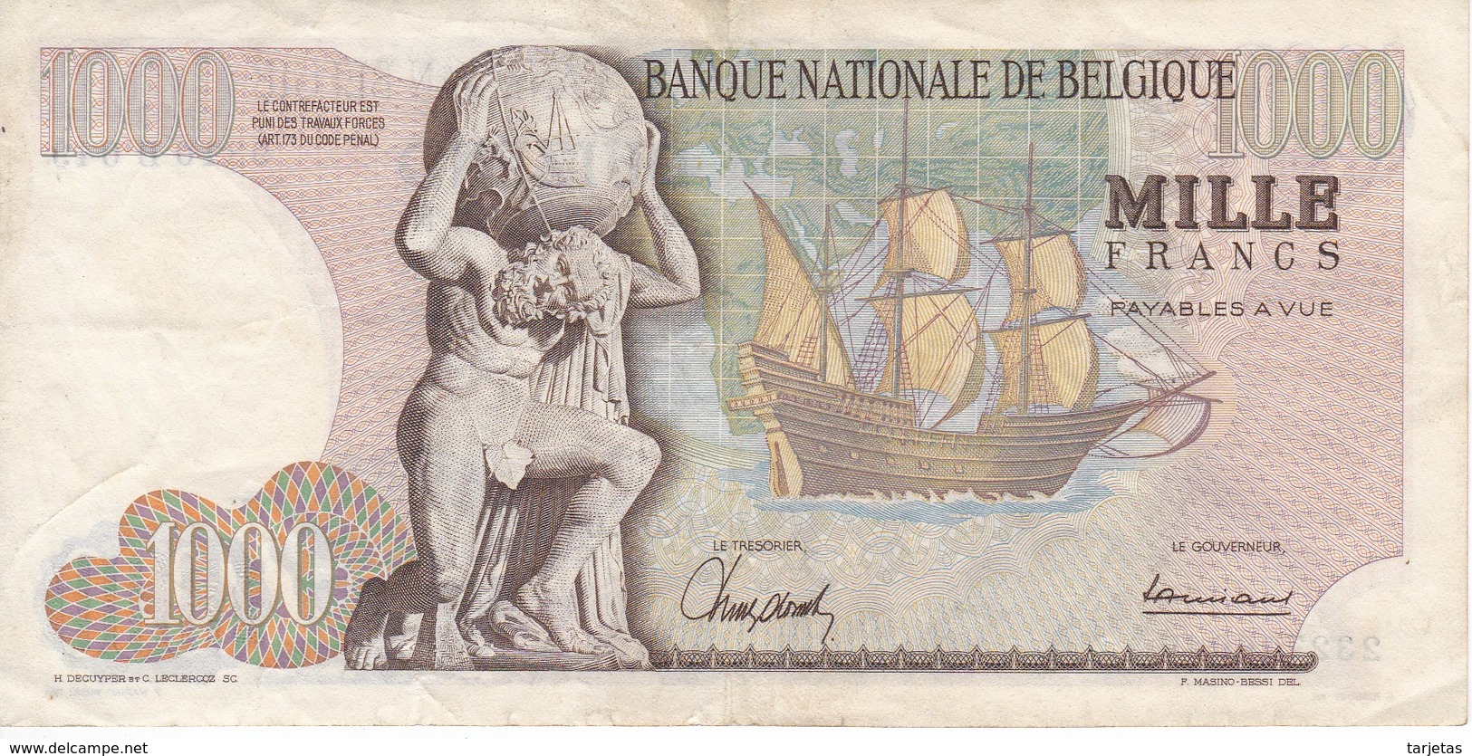 BILLETE DE BELGICA DE 1000 FRANCOS DEL 30-05-1967 DE MERCATOR  (BANKNOTE) - 1000 Francos