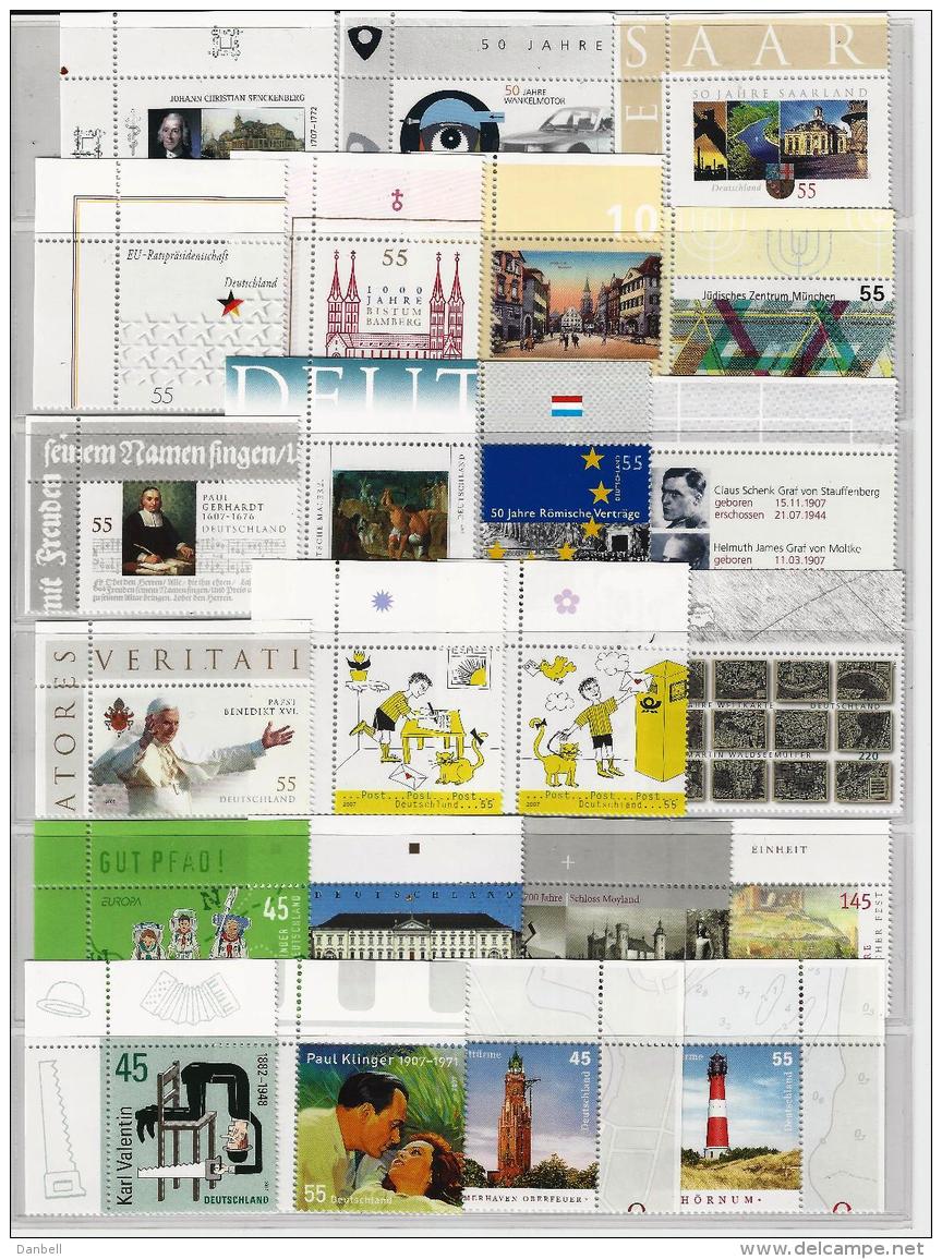 MG46) GERMANY 2007 -ANNATA COMPLETA -tutta Bordo Di Foglio Deutsche Post MNH** - Nuovi