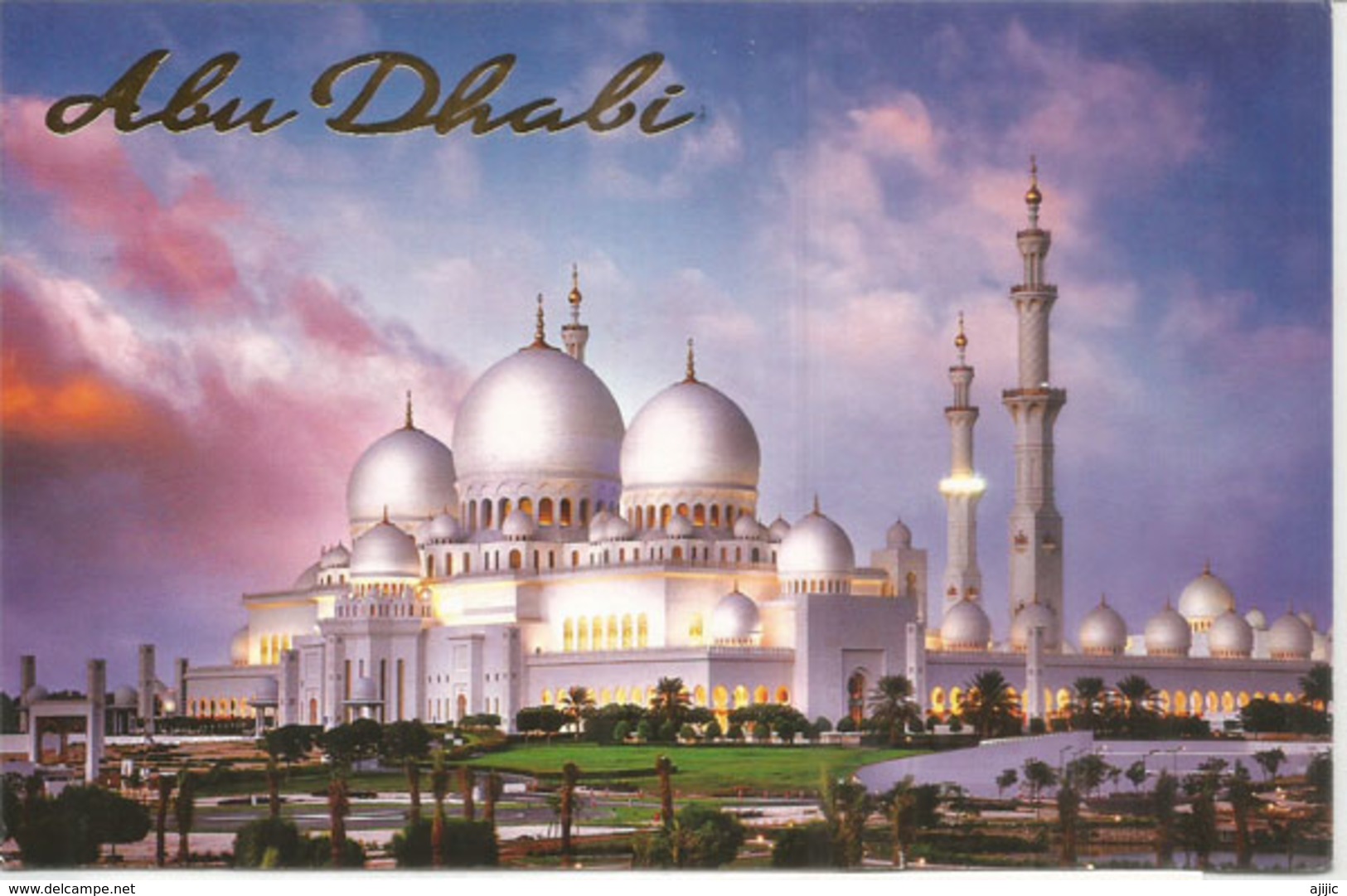 Stamp: The Oldest Pearl In The World, On Postcard Sheikh Zayed Grand Mosque Of Abu Dhabi, Sent To Andorra - Minerals