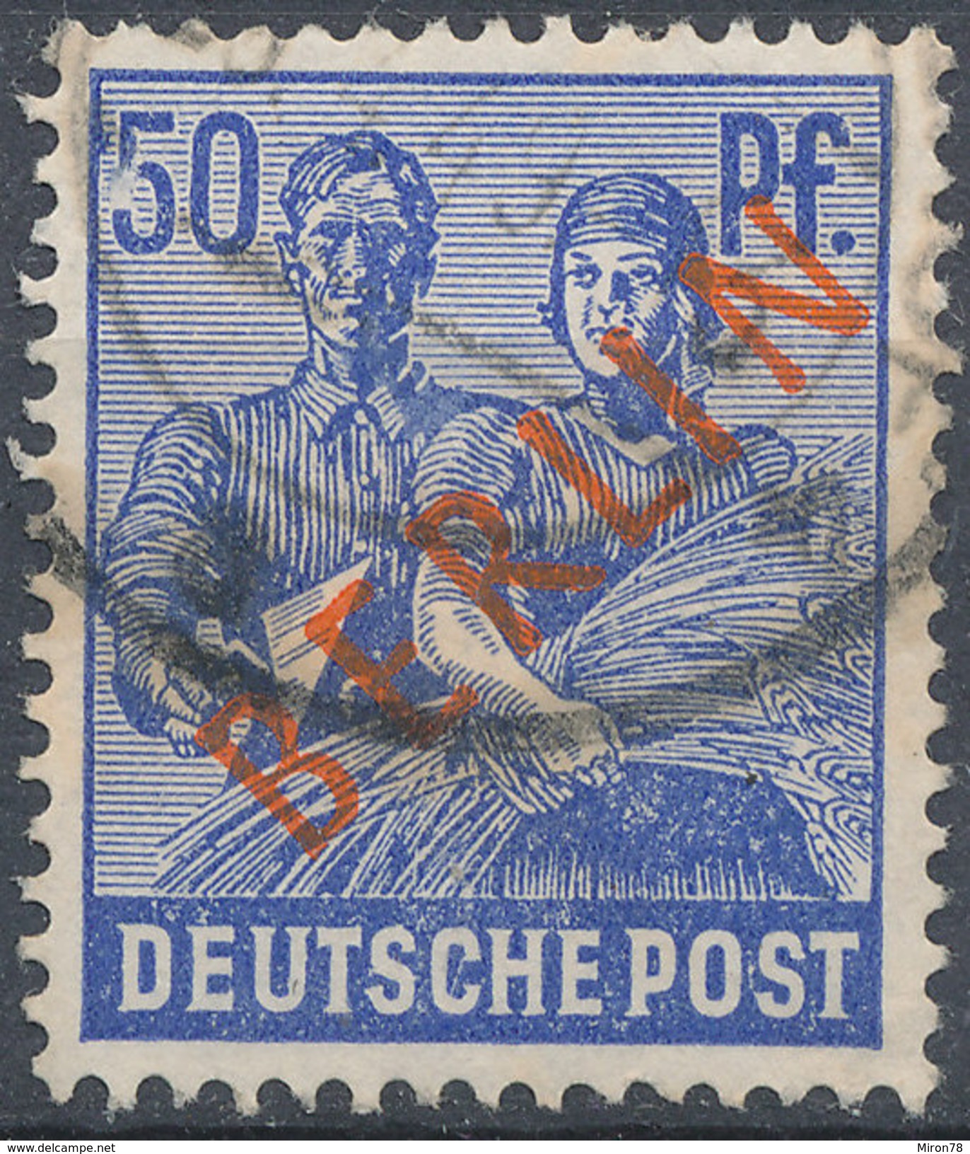 Stamps Berlin 1949 Red 50pf Overprint Used - Gebraucht