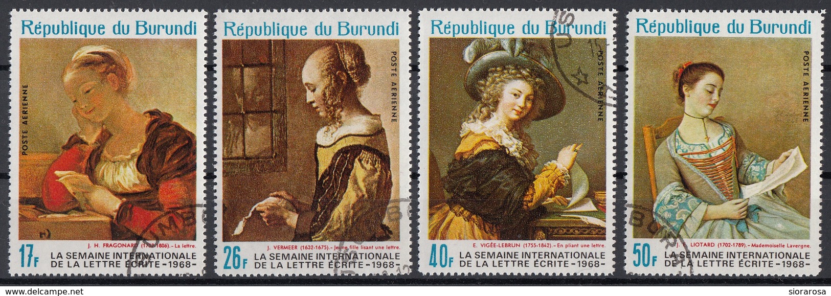 C84 Burundi 1968 Anno Internazionale Lettera Scritta Vigee-Lebrun Liotard Vermeer Fragonard Paintings Tableaux - Nuovi