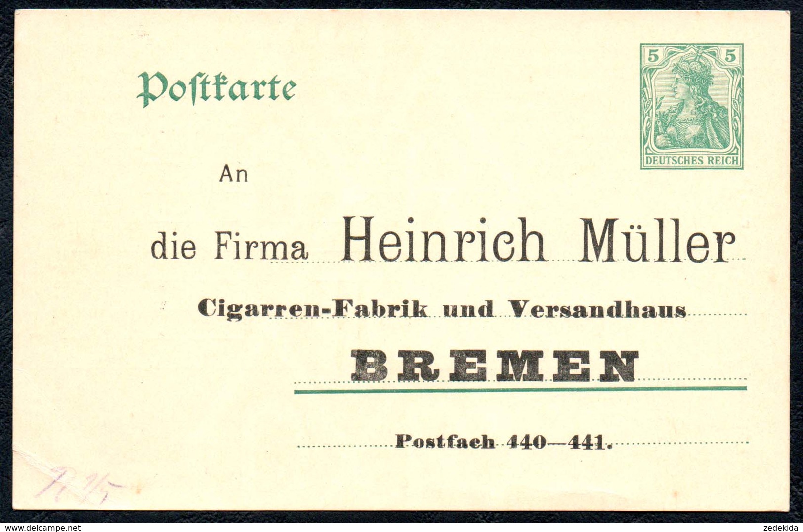 A9604 - Ganzsache - Heinrich Müller Bremen - Cigarren Fabrik - WZ - 9 DR III - Privatpost ?? - Privatpost