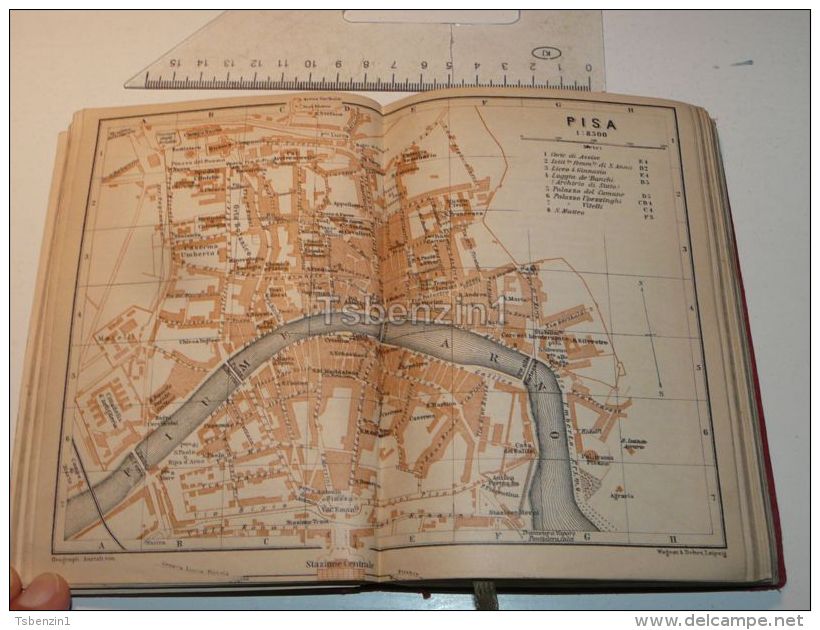 Pisa Italy Map Karte 1908 - Altri & Non Classificati