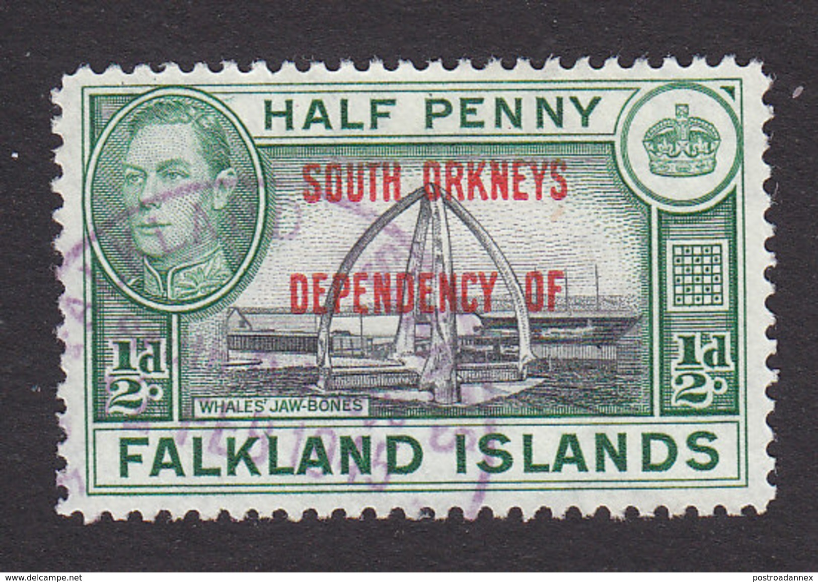 Falkland Islands, South Orkneys, Scott #4L1, Used, Ship Overprinted, Issued 1944 - Falkland Islands