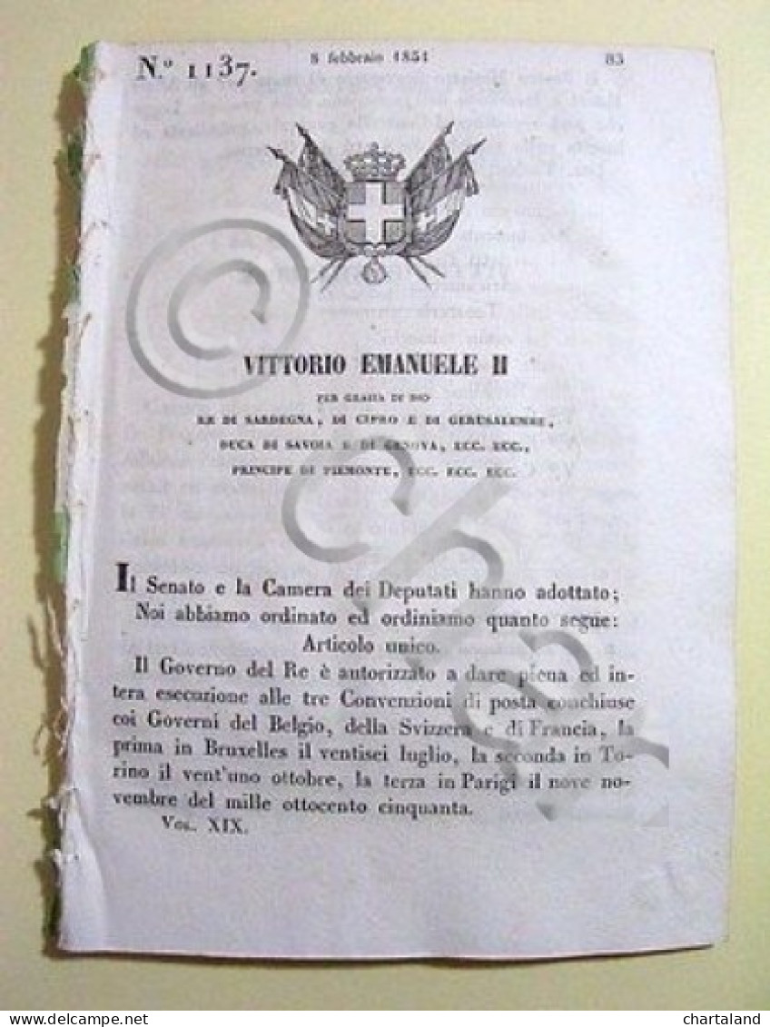 Storia Postale Decreto Convenzioni Posta Belgio 1851 - Altri & Non Classificati