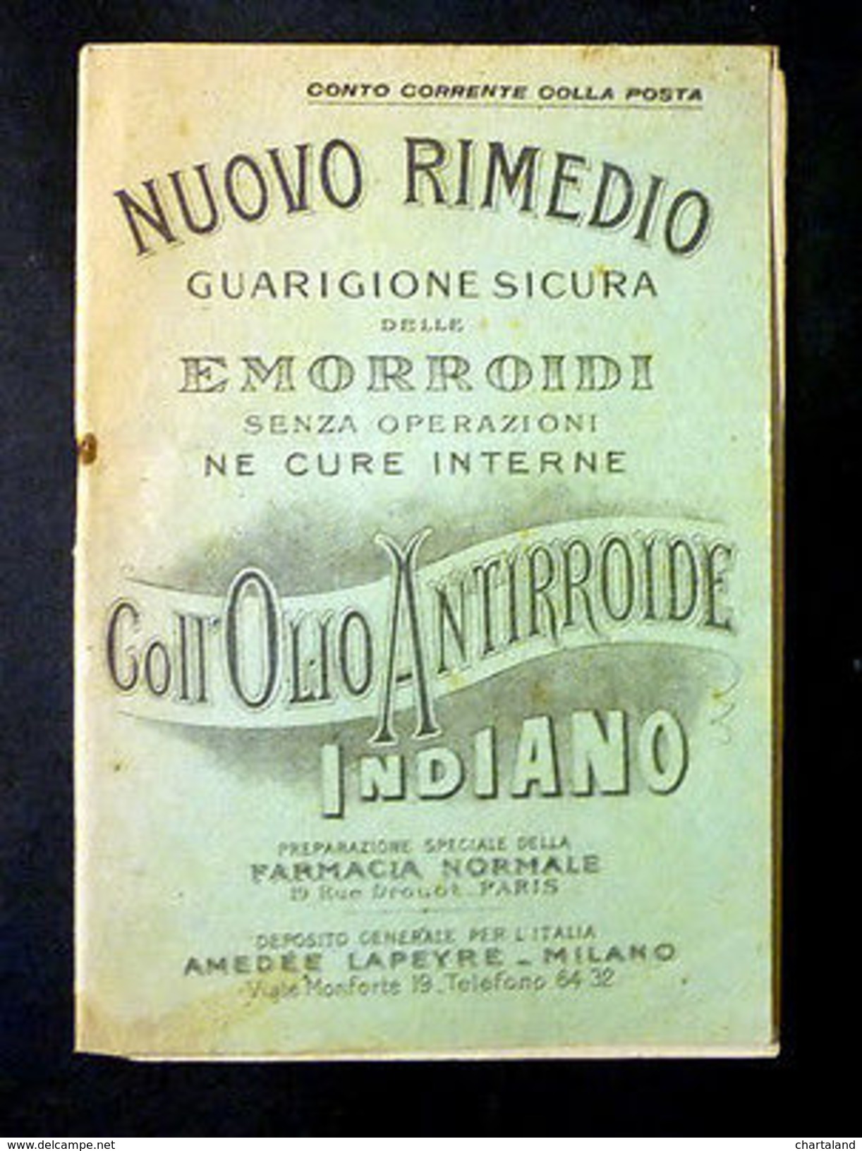 Pubblicità Farmaceutica Olio Antirroide Indiano 1910 Ca - Advertising