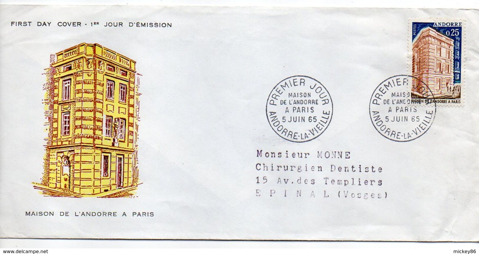 Andorre--1965--FDC  Maison De L'Andorre  à Paris - FDC