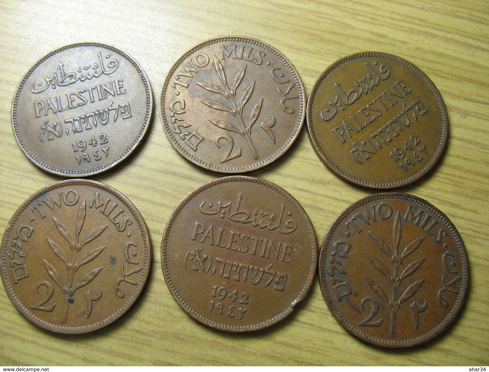 PALESTINE 6 COINS 2 MILS 1942   DEL 2017/2  NUM 2 - Other - Asia