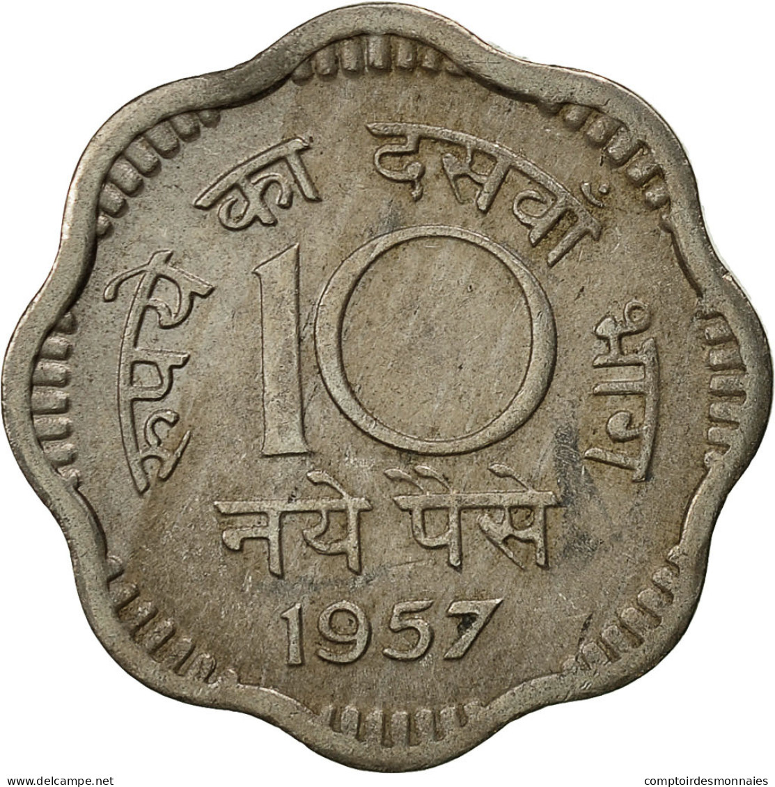 Monnaie, INDIA-REPUBLIC, 10 Naye Paise, 1957, TTB, Copper-nickel, KM:24.1 - Inde