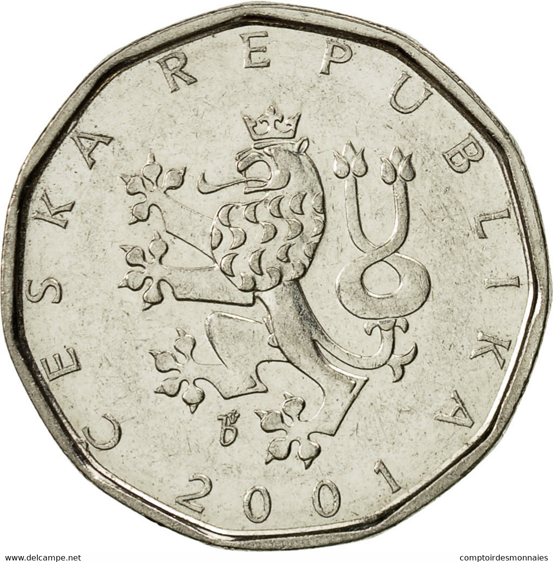 Monnaie, République Tchèque, 2 Koruny, 2001, TTB, Nickel Plated Steel, KM:9 - Czech Republic