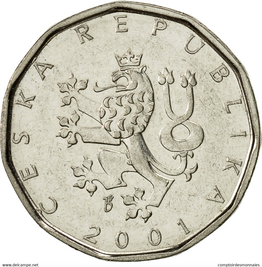 Monnaie, République Tchèque, 2 Koruny, 2001, TTB, Nickel Plated Steel, KM:9 - Tchéquie
