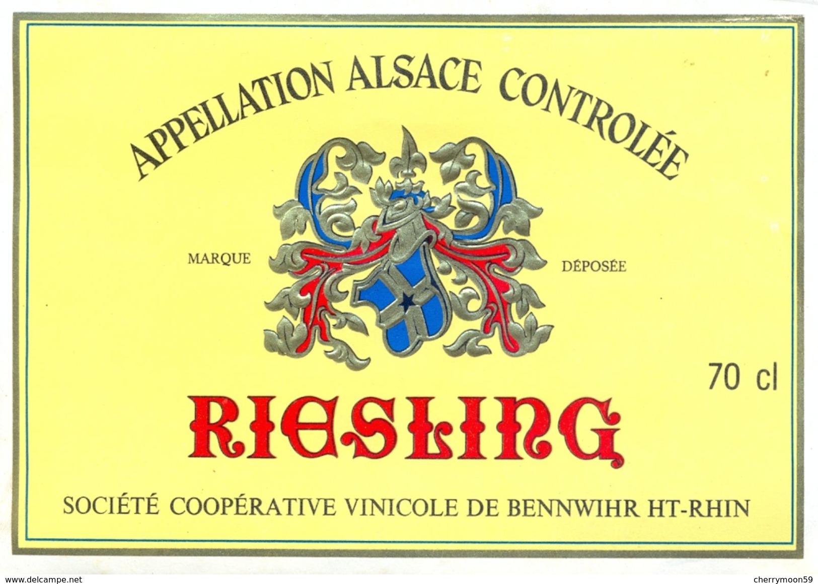 1 Etiquette Ancienne De VIN D'ALSACE - RIESLING - BENNWIHR - Riesling