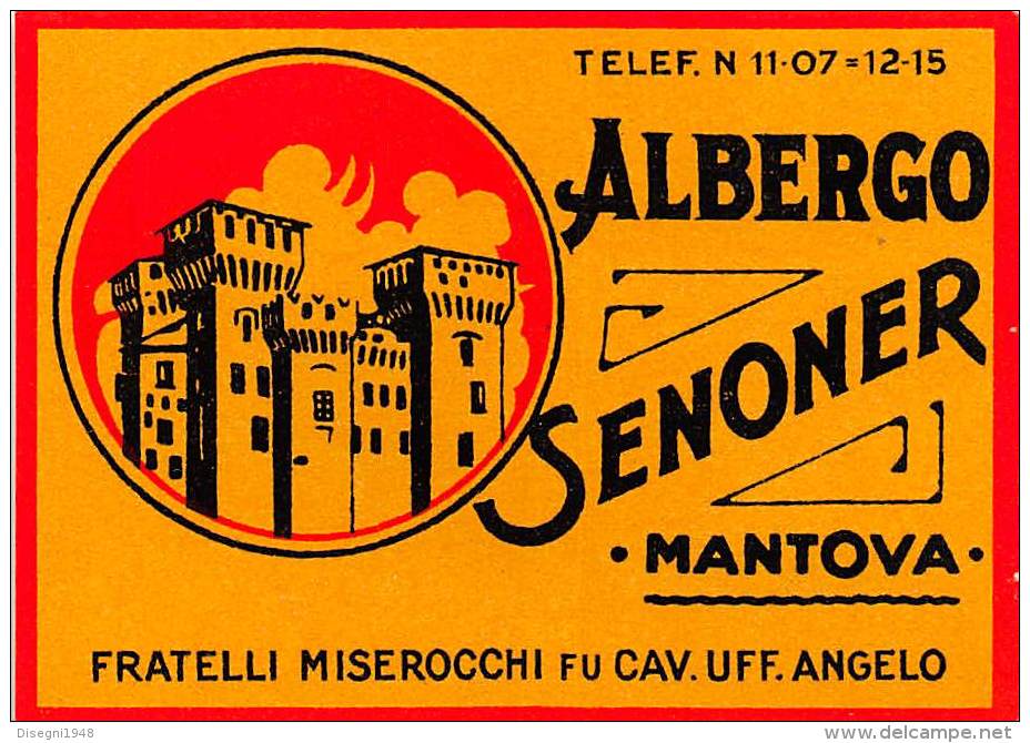07176 "ALBERGO SENONER - MANTOVA - FRATELLI MISEROCCHI FU CAV. UFF. ANGELO" ETICHETTA BAGAGLIO ORIG. - Hotel Labels