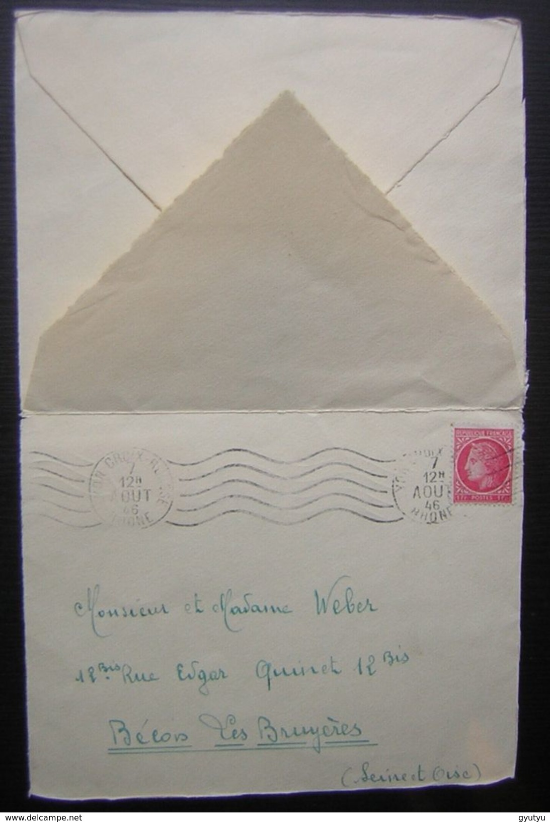 1946 Lettre Avec Réemploi De 1948 Et 5 Vignettes à L Arrière (St Feyre Et St Jean D'aulphe) - Lettres & Documents