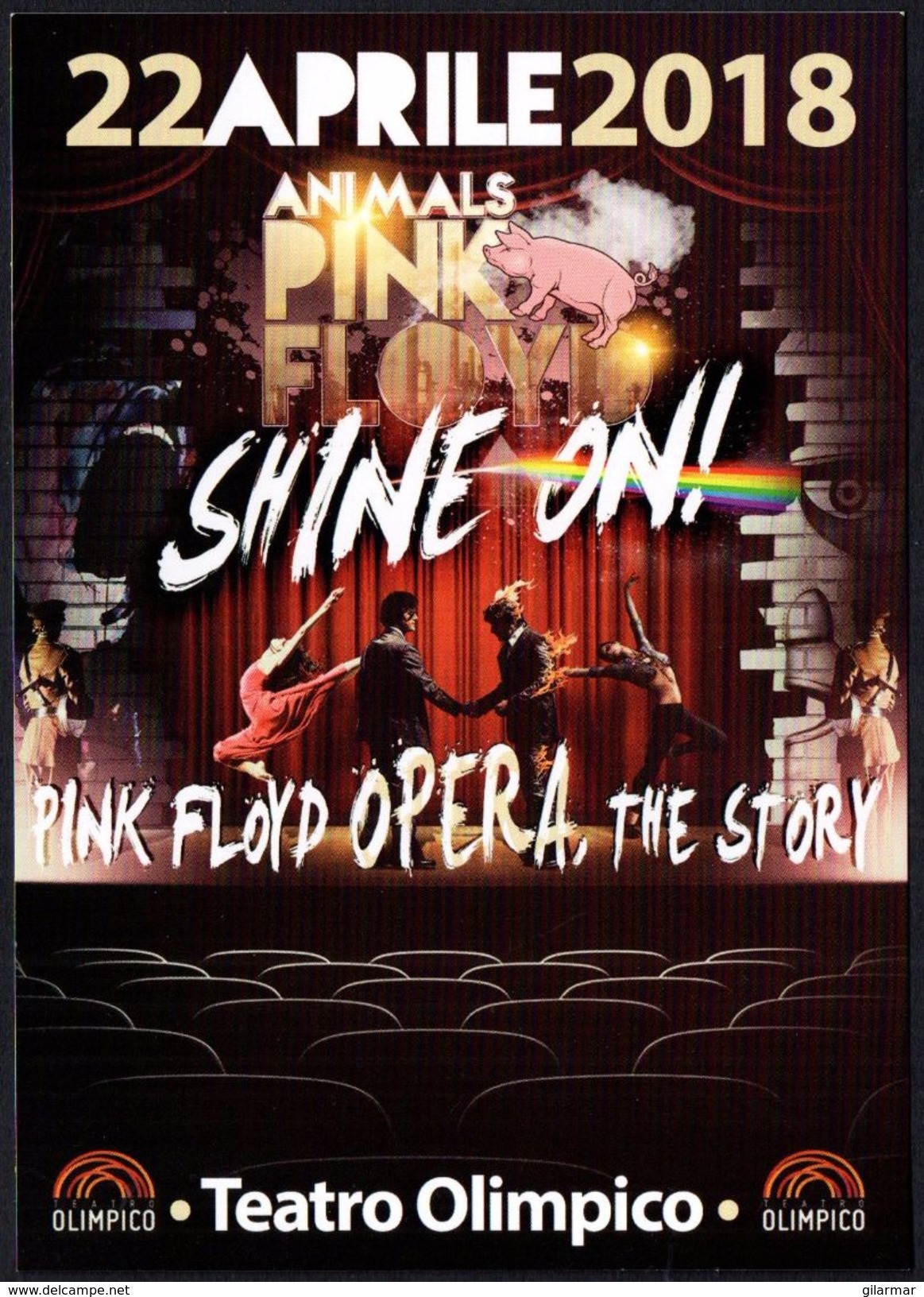 MUSIC - ITALIA 2017 - ROMA: TEATRO OLIMPICO -  ANIMALS PINK FLOYD - SHINE ON! - PINK FLOYD OPERA, THE STORY - PROMOCARD - Music And Musicians