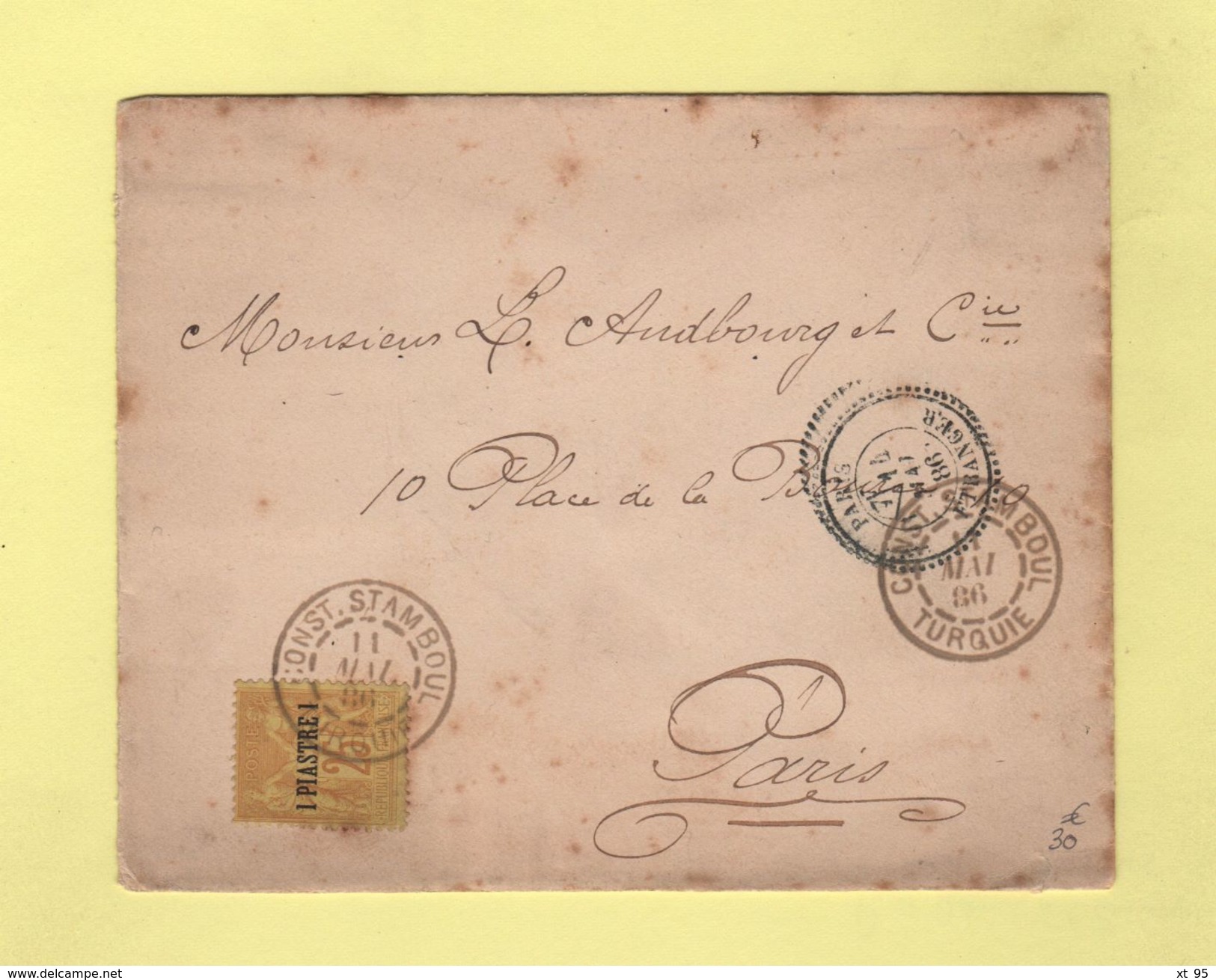 Const. Stamboul - Turquie - 11 Mai 1886 - Constantinople - Entree Paris Etranger - Type Sage - Covers & Documents