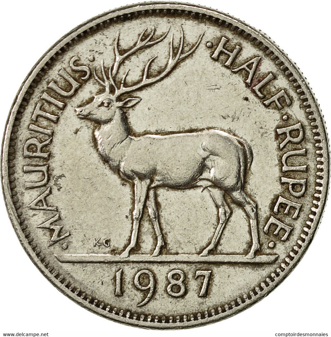 Monnaie, Mauritius, 1/2 Rupee, 1987, TTB, Nickel Plated Steel, KM:54 - Mauritius