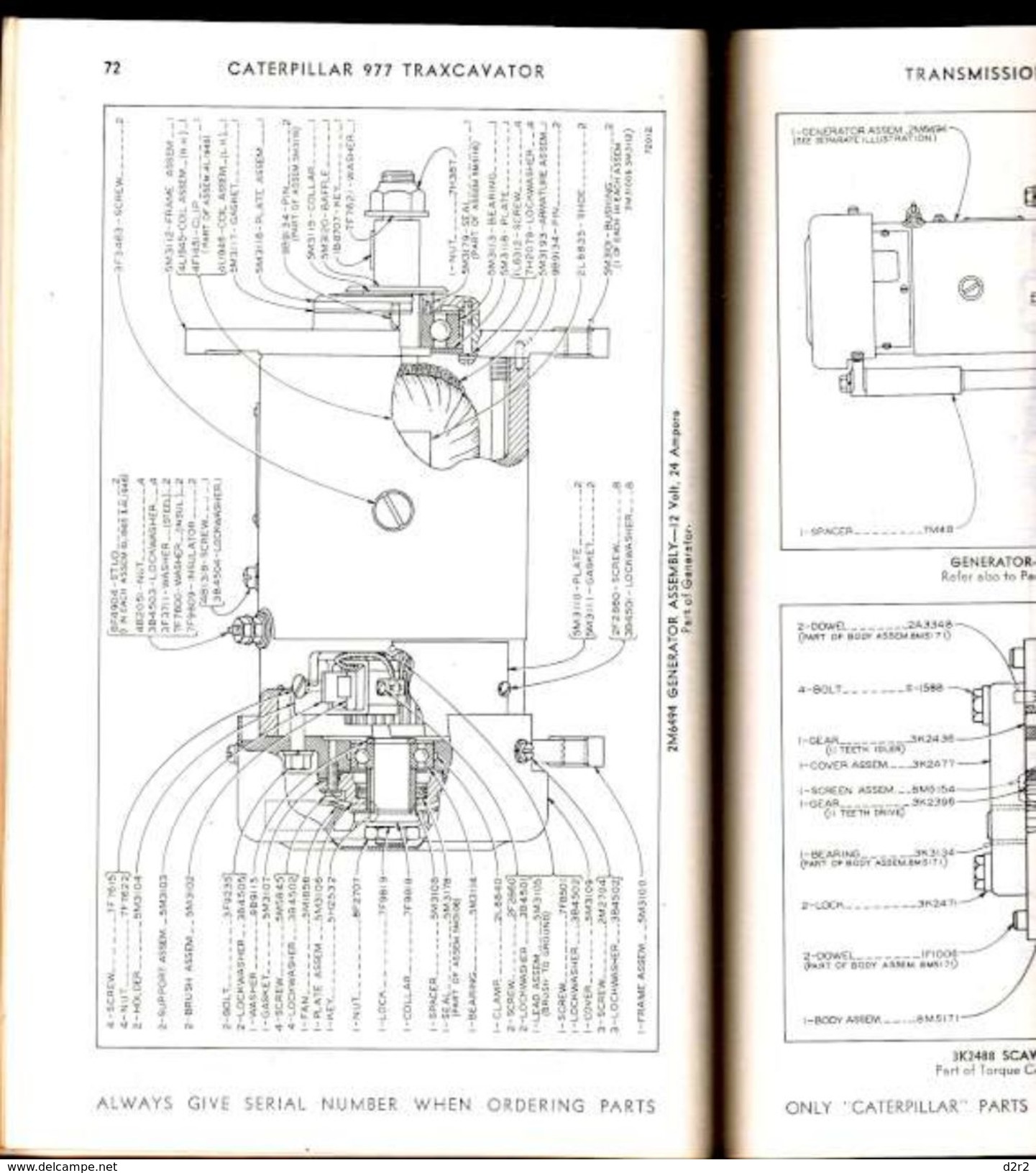 CATERPILLAR 977 TRAXCAVATOR AND 977A BULLDOZER - (1963) - OUVRAGE TECHNIQUE AVEC DETAILS.-USA- 224 PAGES - Machines