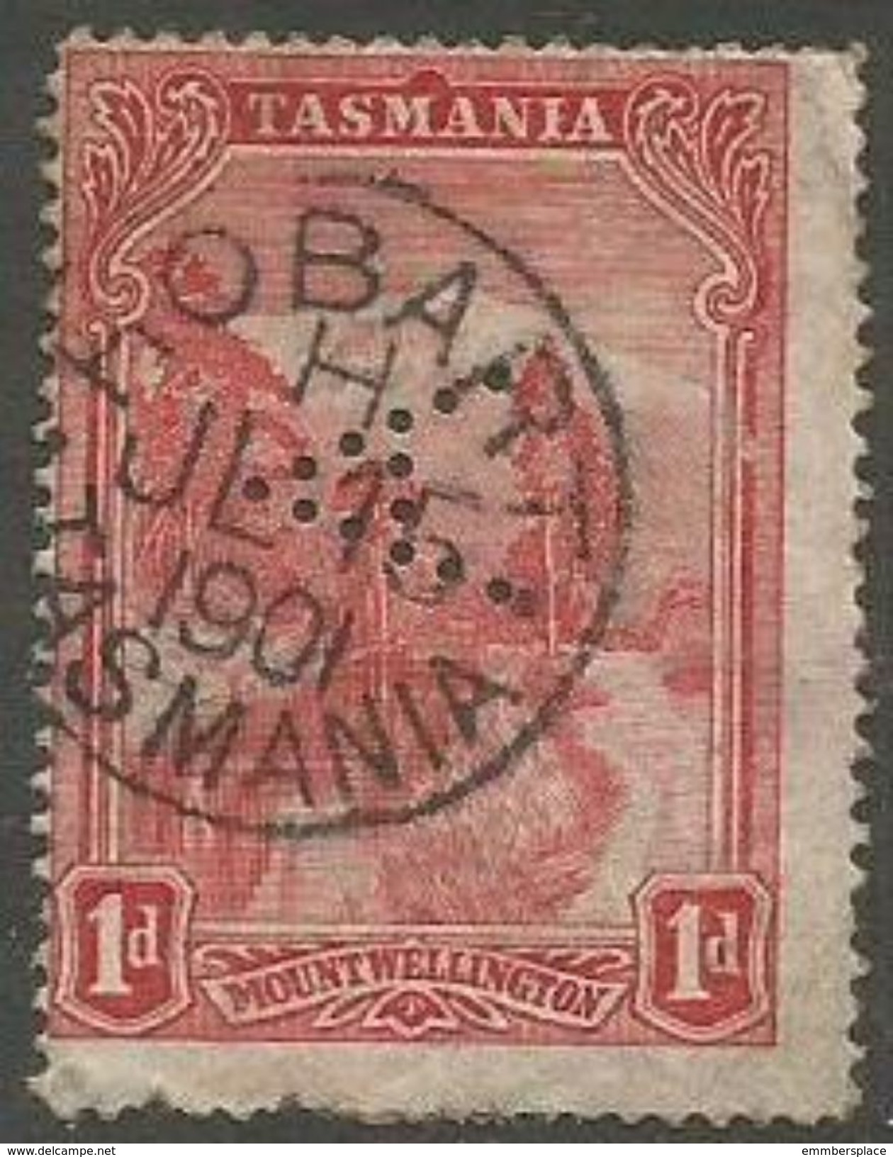 Tasmania - 1899 Mount Wellington 1d Perfin "A" Used  SG 230 - Used Stamps