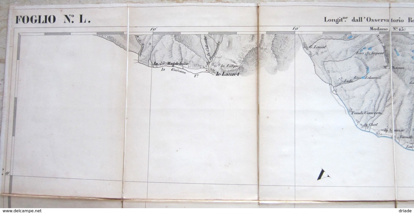 MAPPA GRAN CARTA DEGLI STATI SARDI IN TERRAFERMA CESANNE PIEMONTE CLAVIERES CESANA TORINESE ANNO 1852 - Carte Stradali