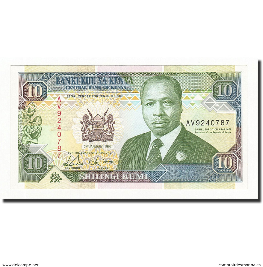 Billet, Kenya, 10 Shillings, 1992-01-02, KM:24d, NEUF - Kenia