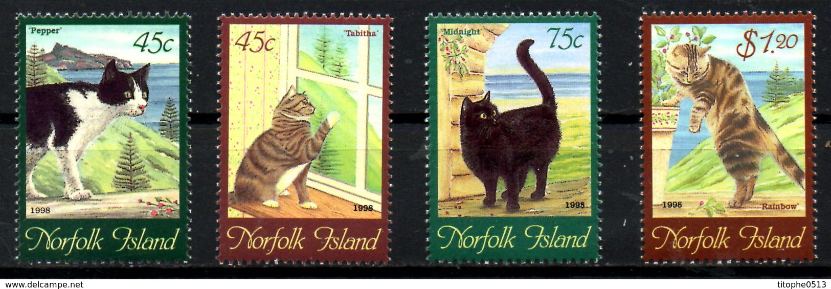 NORFOLK. N°631-4 De 1998. Chats. - Chats Domestiques