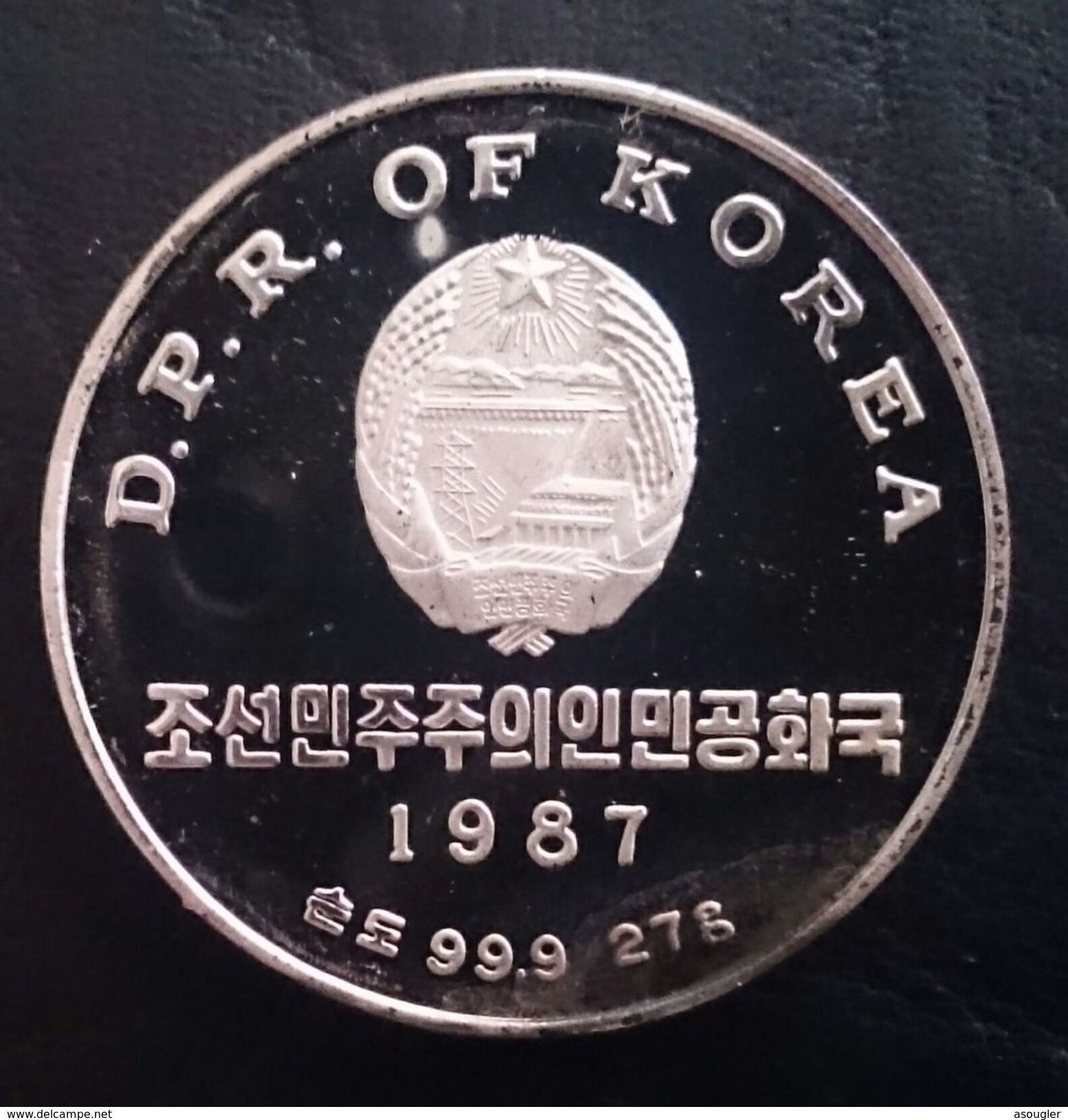 NORTH KOREA 500 WON 1989 SILVER PROOF  "World Championship Soccer - Mexico '96"  Free Shipping Via Registered Air Mail - Korea (Nord-)