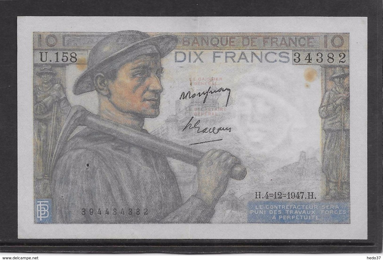 France 10 Francs Mineur 4-12-1947 - Fayette N°8-19 - TTB - 10 F 1941-1949 ''Mineur''