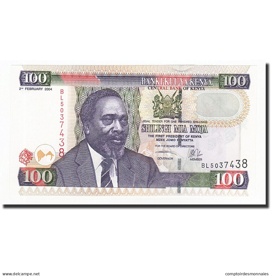 Billet, Kenya, 100 Shillings, 2004-02-02, KM:42a, NEUF - Kenia