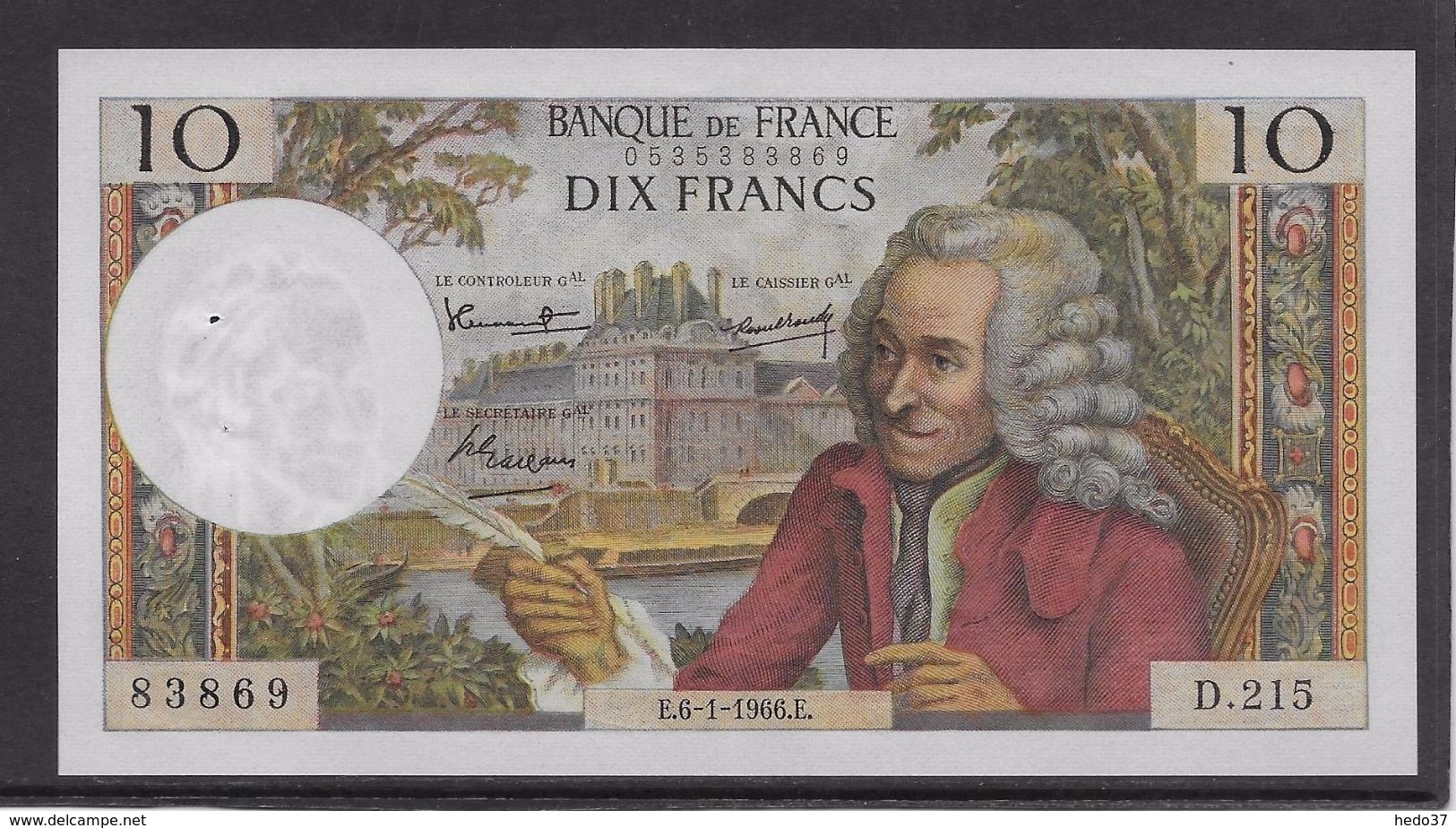 France 10 Francs Voltaire - 6-1-1966 - Fayette N°62-19 - SPL - 10 F 1963-1973 ''Voltaire''