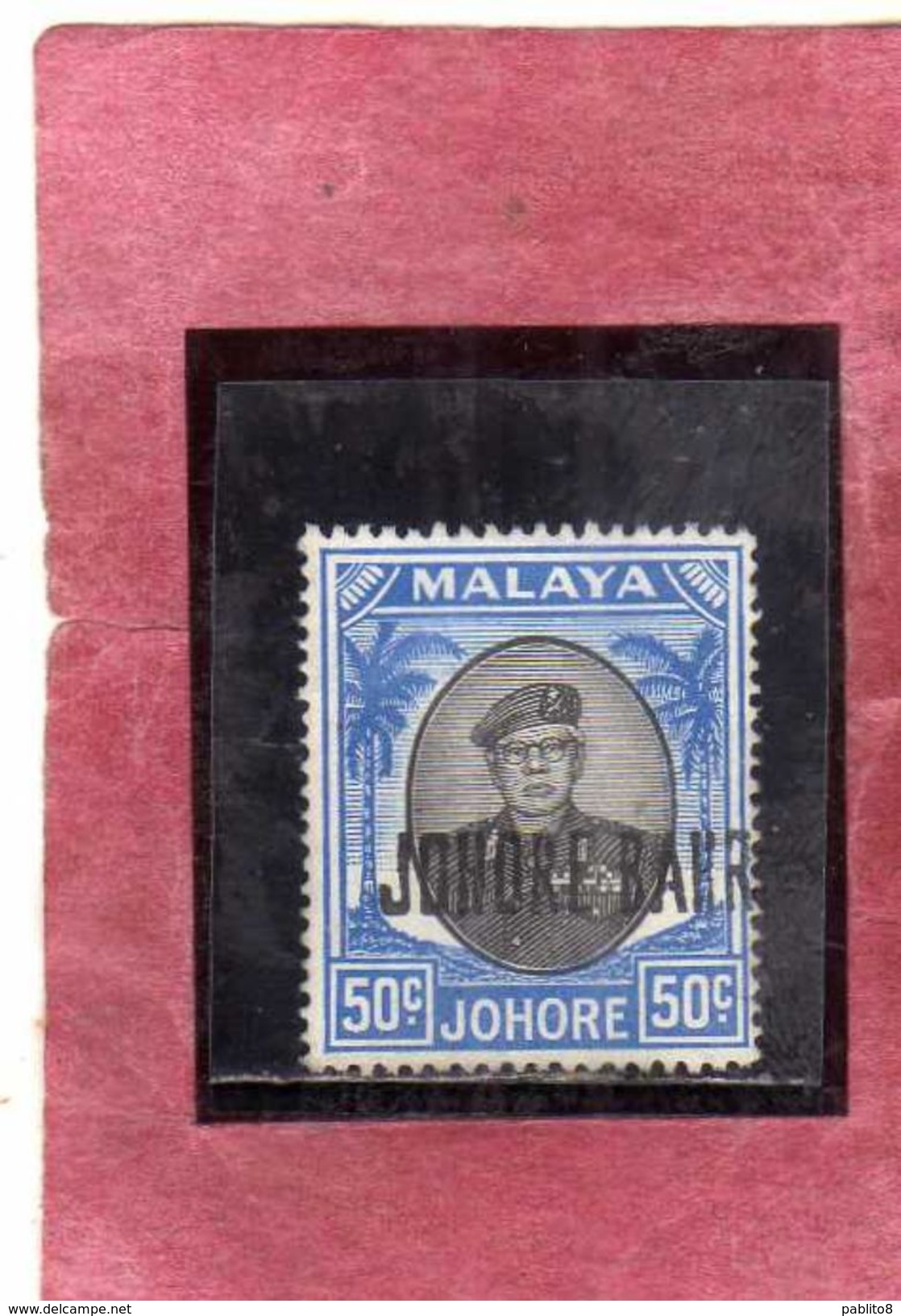 MALAYA MALAISIE MALESIA JOHORE 1949 1955 SULTAN IBRAHIM CENT. 50c USATO USED OBLITERE' - Johore