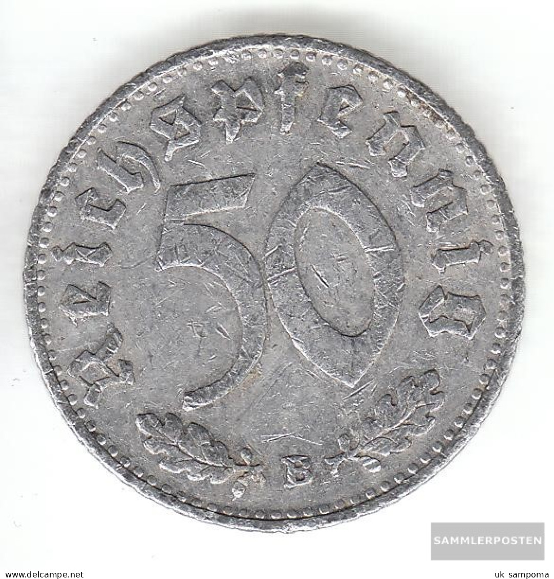German Empire Jägernr: 372 1940 G Very Fine Aluminum Very Fine 1940 50 Reich Pfennig Imperial Eagle - 50 Reichspfennig