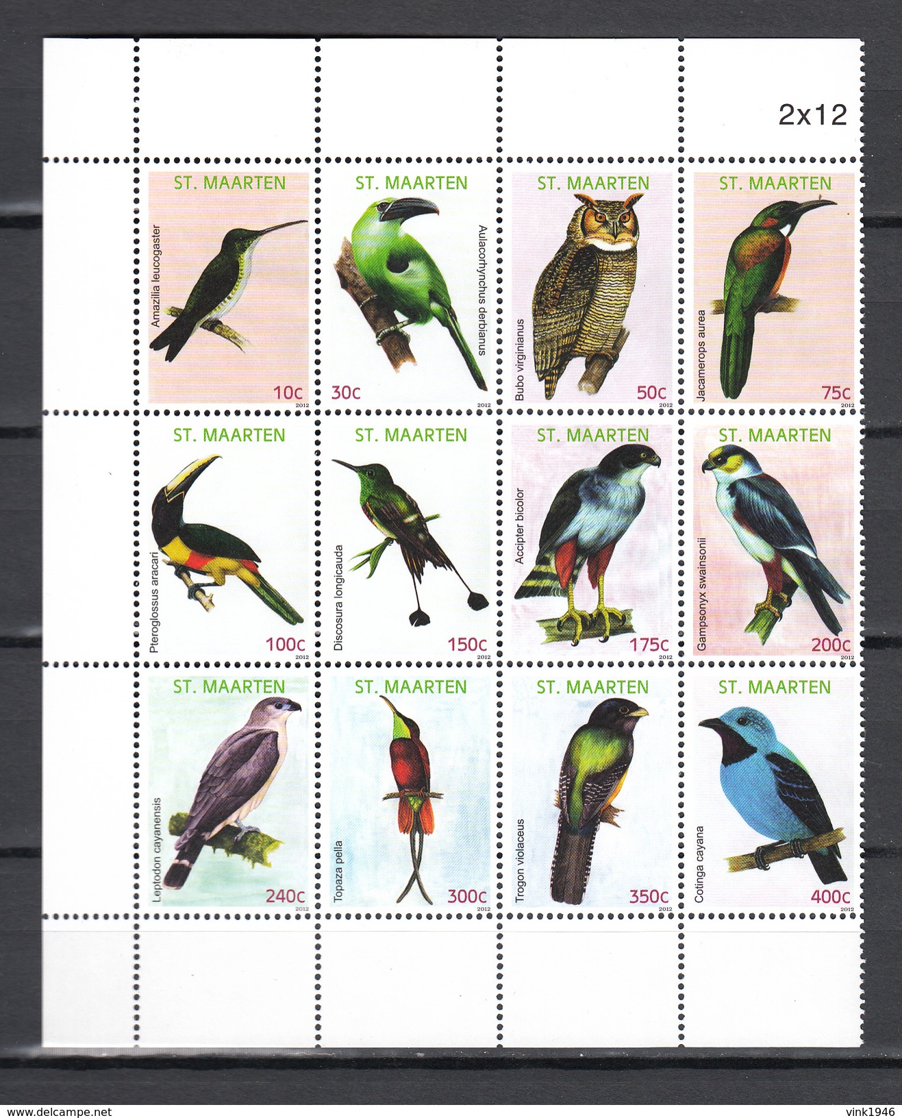 St Maarten 2012,12V In Sheet,birds,vogels,vögel,oiseaux,pajaros,uccelli,aves,MNH/Postfris(L3282) - Autres & Non Classés