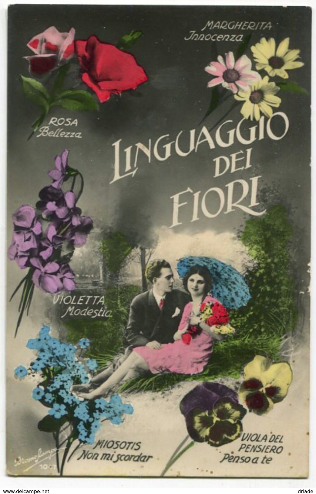 CARTOLINA LINGUAGGIO DEI FIORI  ANNI 30 - Fiori