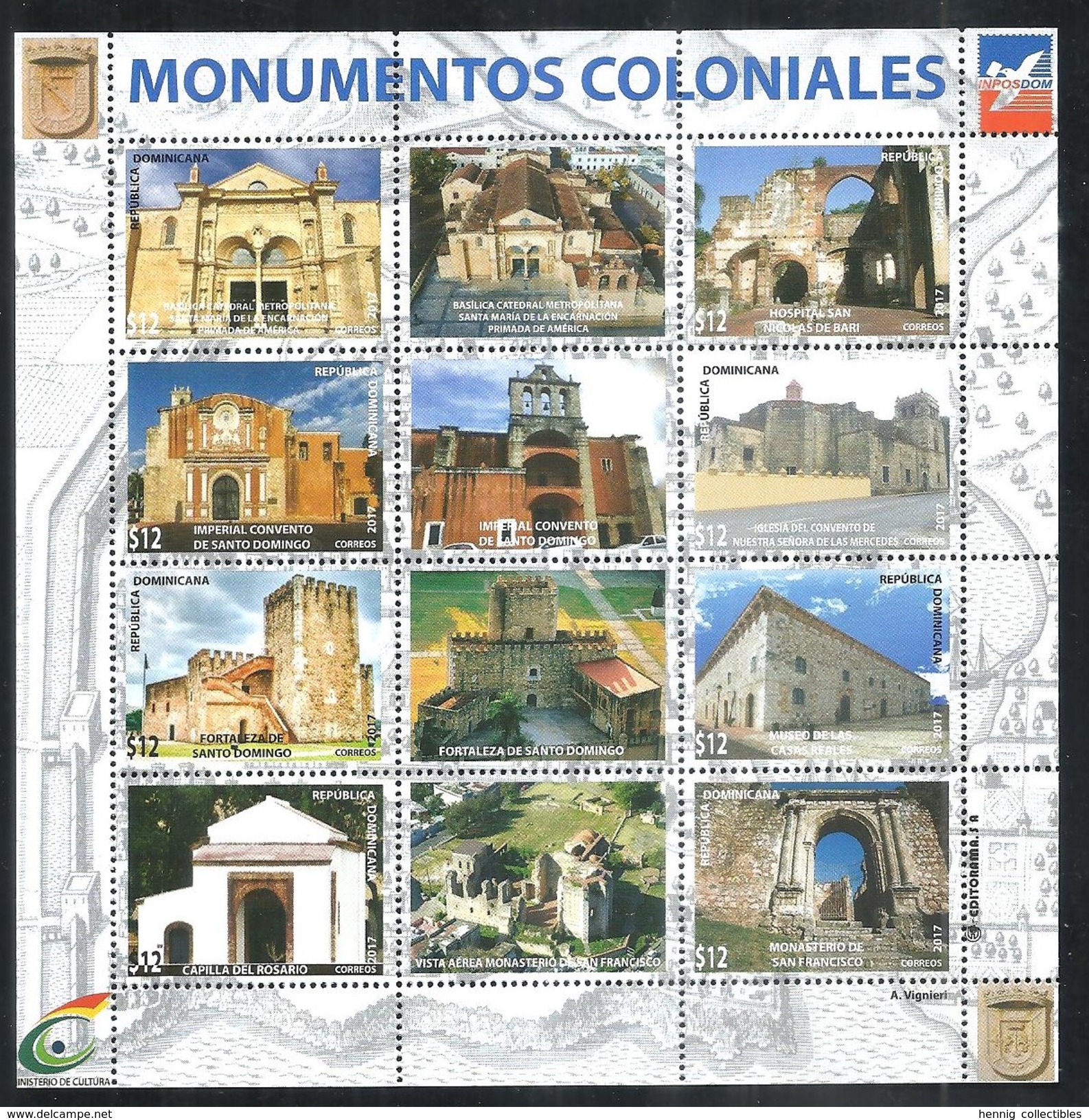 DOMINICAN REP. 2017 - Colonial Monuments - Sheetlet - República Dominicana
