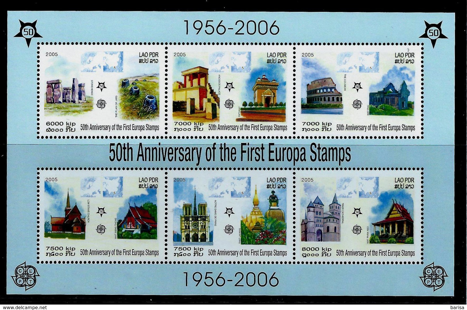 Laos: 50th Anniversary Of The EUROPA Stamps; Souvenir Sheet. ** MNH - 2006