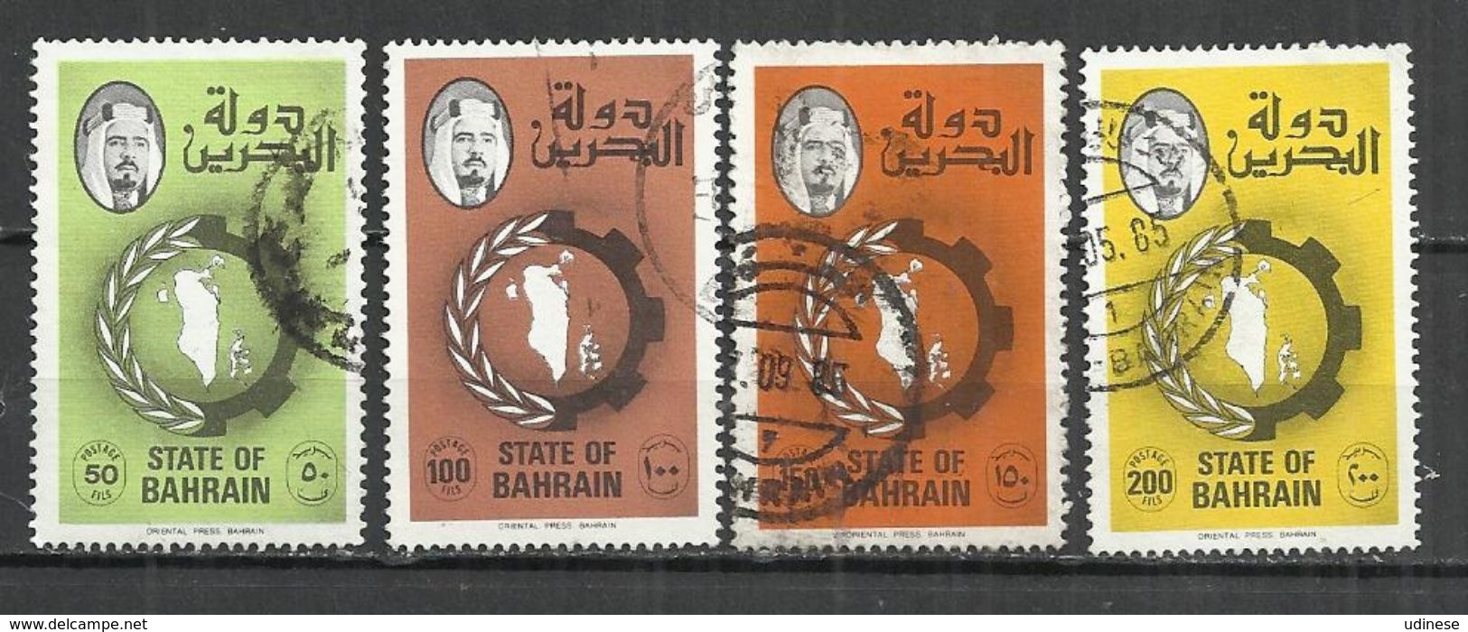 BAHRAIN 1988 - EMIR AND MAP - LOT OF 4 DIFFERENT - USED OBLITERE GESTEMPELT USADO ( - Bahreïn (1965-...)