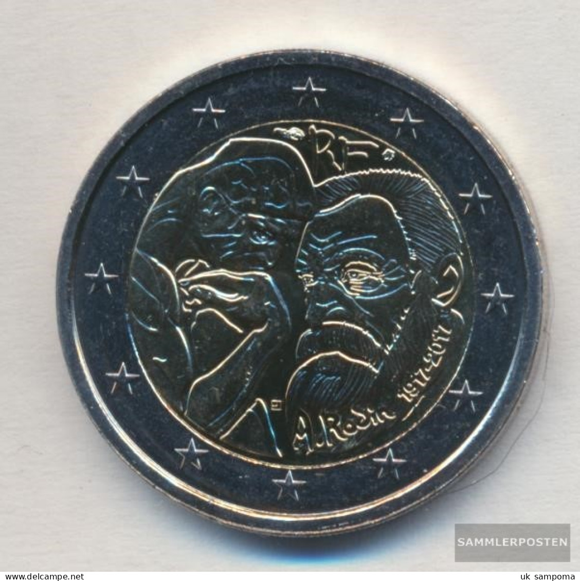 France 2017 Stgl./unzirkuliert Reprint: 10 Million. Stgl./unzirkuliert 2017 2 Euro Auguste Rodin - France