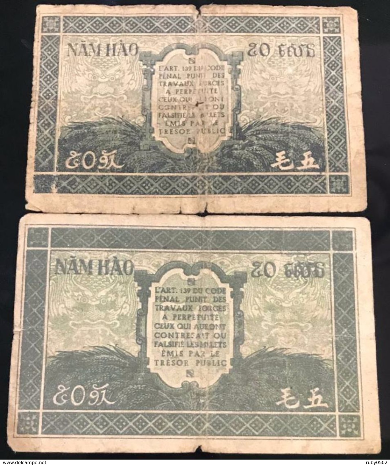 2 Billet Indochine 1942 - Seri 6 Rarely - Indochina