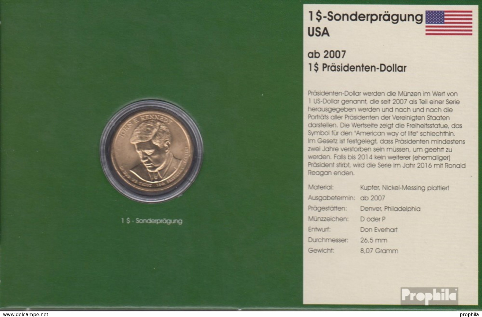 USA 2015 NEU P Stgl./unzirkuliert John F. Kennedy Stgl./unzirkuliert 2015 1 Dollar John F. Kennedy - 2007-…: Presidents