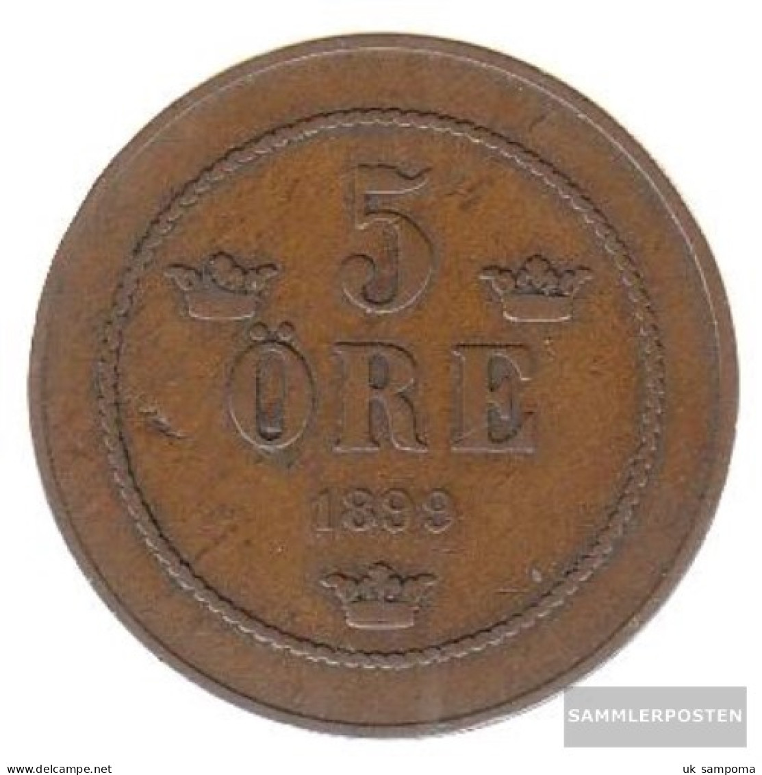 Sweden Km-number. : 757 1897 Very Fine Bronze Very Fine 1897 5 Öre Gekröntes Monogram - Sweden