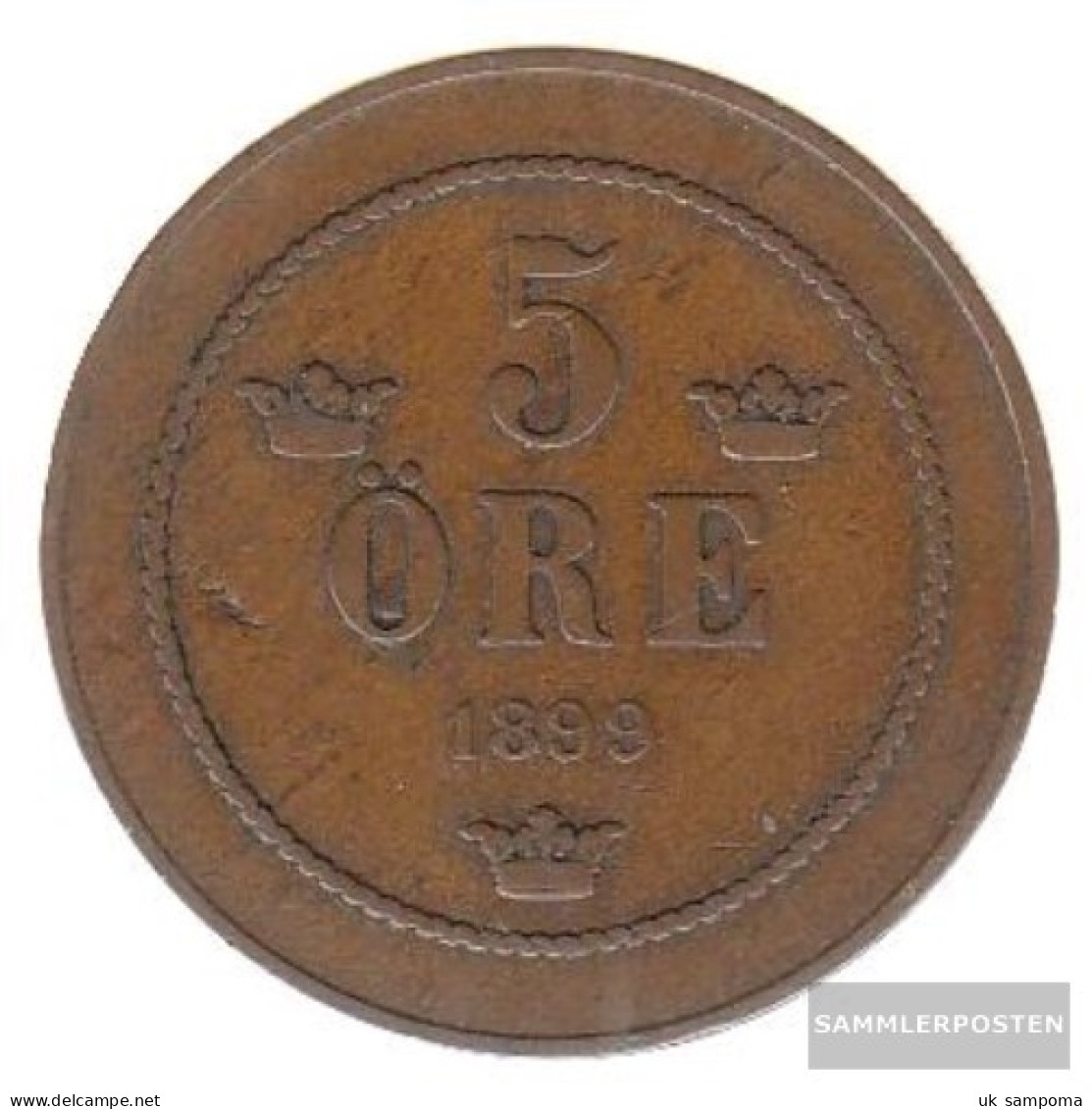 Sweden Km-number. : 757 1899 Very Fine Bronze Very Fine 1899 5 Öre Gekröntes Monogram - Sweden