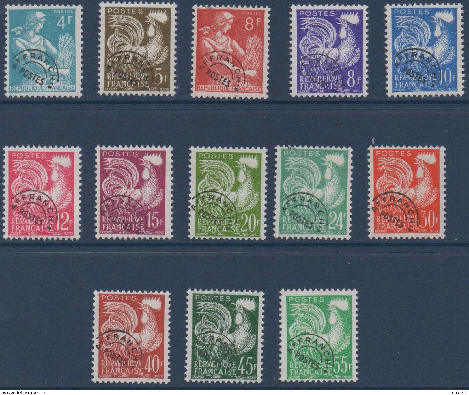 FR 1953-1959 Série Des Préoblitérés "Semeuse Et Coq"   N° YT 106-118 ** MNH - 1953-1960