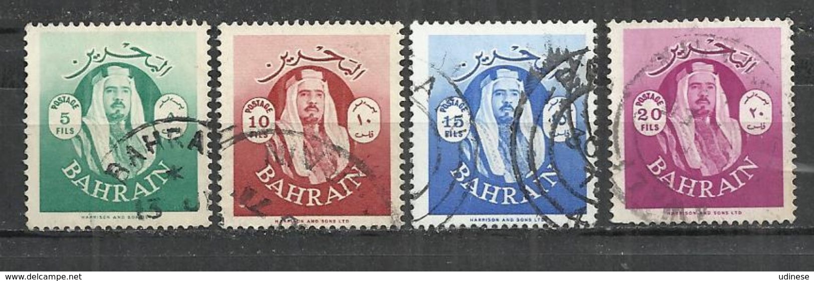 BAHRAIN 1966 - EMIR SHEIKH SALMAN BIN HAMED AL-KHALIFA - LOT OF 4 DIFFERENT - USED OBLITERE GESTEMPELT USADO - Bahreïn (1965-...)