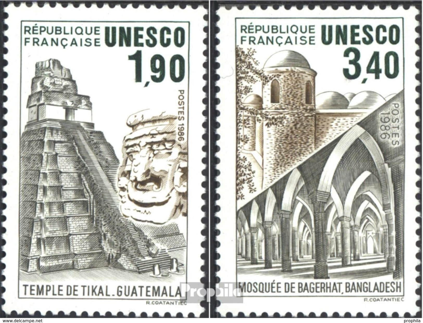 Frankreich DB37-DB38 (kompl.Ausg.) Postfrisch 1986 UNESCO-Bauten - Neufs