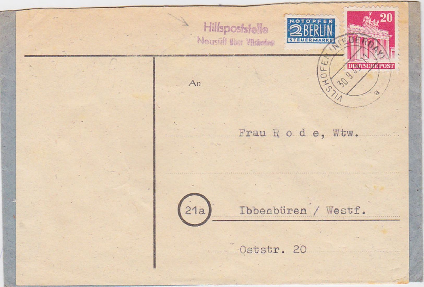 GERMANY 1949 (30.9.) COVER CONVENT NEUSTIFT AUXIL.P.O. "Neustift" üb. VILSHOFEN/Nby. - Autres & Non Classés