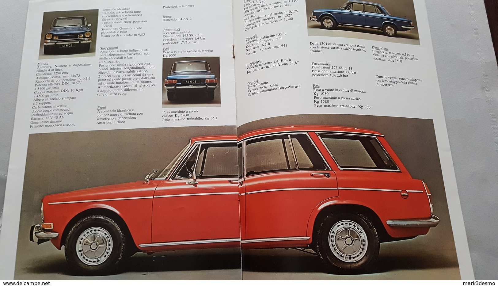 Simca 1301 Special Depliant Originale Auto - Genuine Car Brochure - Motores