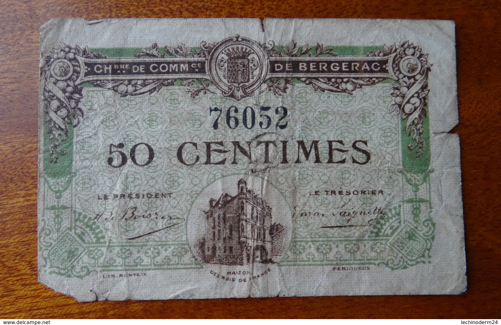 Billet De 50 Centimes Chambre De Commerce Bergerac 1918 - Chambre De Commerce