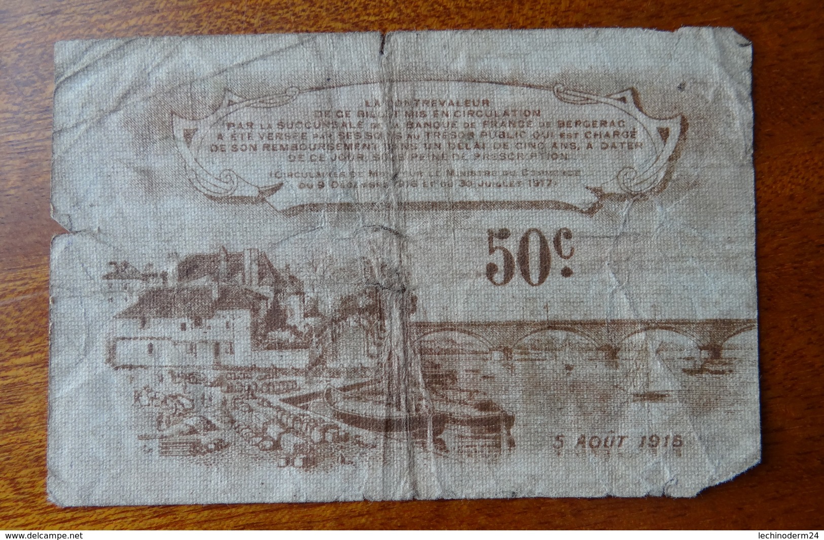 Billet De 50 Centimes Chambre De Commerce Bergerac 1918 - Chambre De Commerce